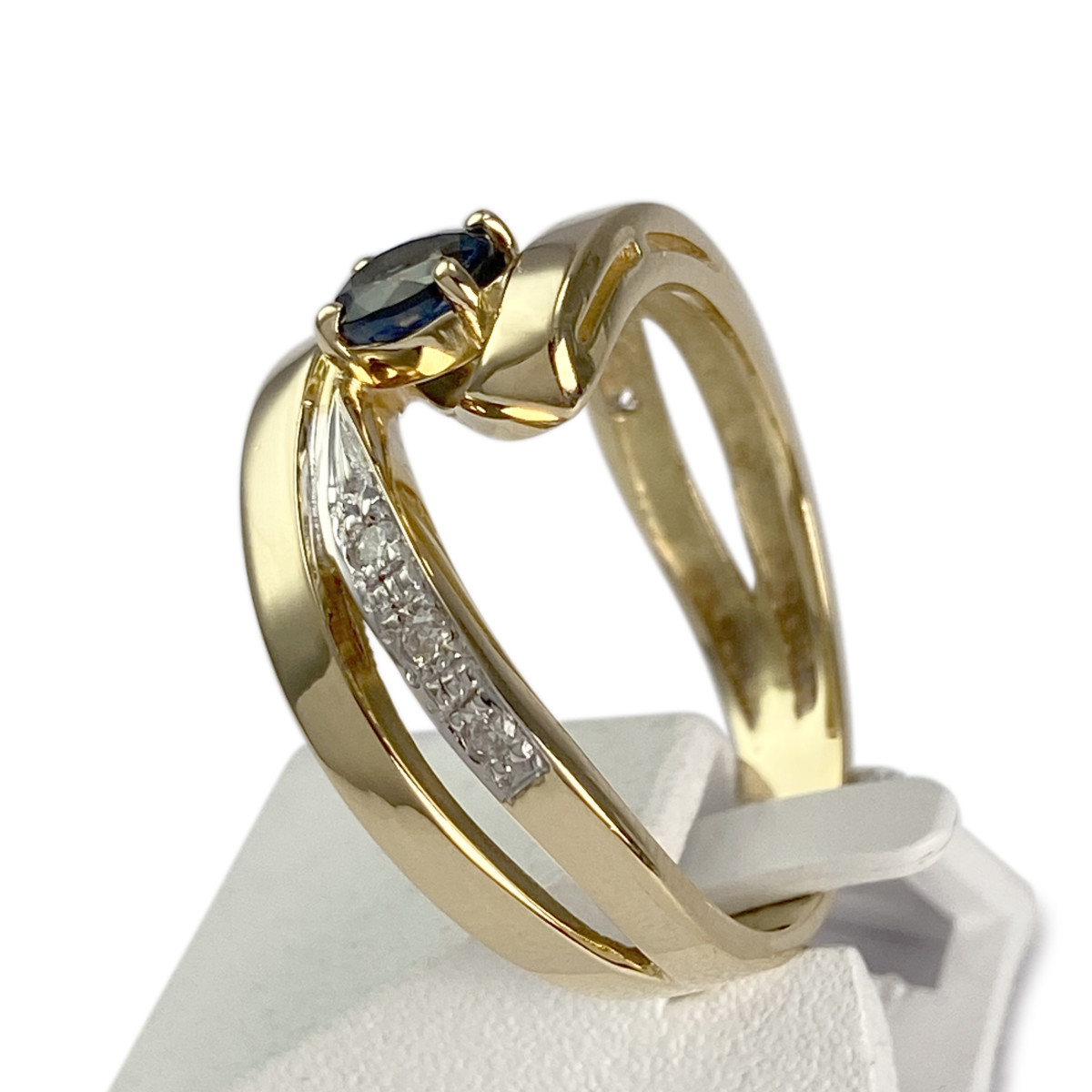 Bague d'occasion or 750 2 tons diamants saphir - vue 2