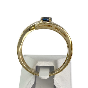 Second hand ring gold 750 2 tone diamonds sapphire