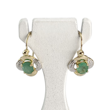 Boucles d'oreilles d'occasion or 750 2 tons émeraudes