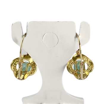 Boucles d'oreilles d'occasion or 750 2 tons émeraudes