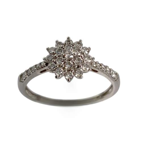 Bague d'occasion or 750 blanc diamants synthetiques