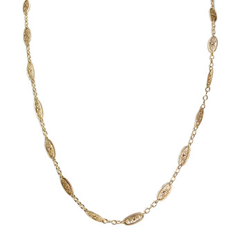 Sautoir d'occasion or 750 jaune filigrannes maille fantaisie