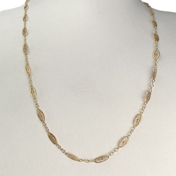 Sautoir d'occasion or 750 jaune filigrannes maille fantaisie