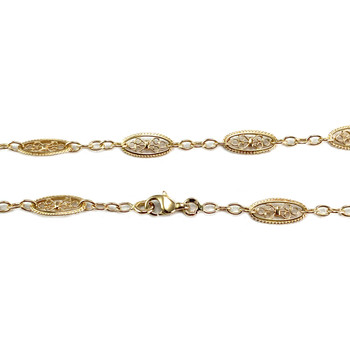 Sautoir d'occasion or 750 jaune filigrannes maille fantaisie