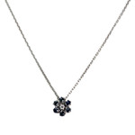 Collier d'occasion or 750 blanc maille forcat diamant saphir - vue 1