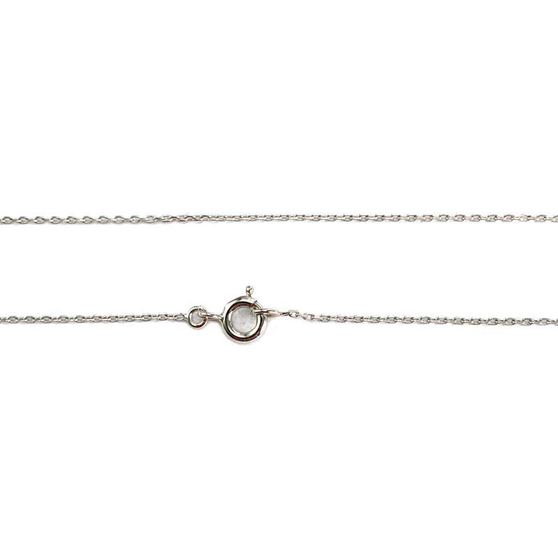 Tweedehands ketting van 750 witgoud met forcat-schakels, diamant en saffier - afbeelding 3