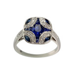 Bague d'occasion or 750 blanc diamants saphirs - vue 1