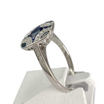 Bague d'occasion or 750 blanc diamants saphirs - vue 2