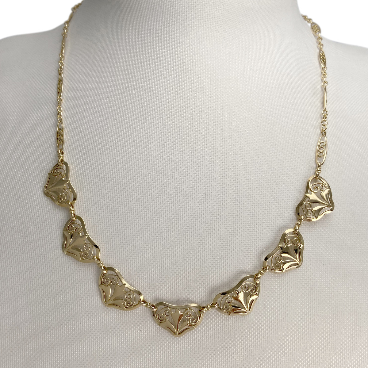 Tweedehands halsketting van 750 geelgoud met fantasiepatroon - afbeelding 2
