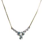 Collier d'occasion en or bicolore 750, maille haricot et diamants, 41 cm - vue 1