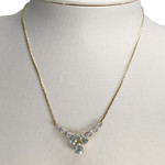 Collier d'occasion  or 750 2 tons maille haricot diamants topazes bleues traitées - vue 2