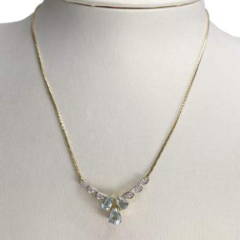 Collier d'occasion en or bicolore 750, maille haricot et diamants, 41 cm