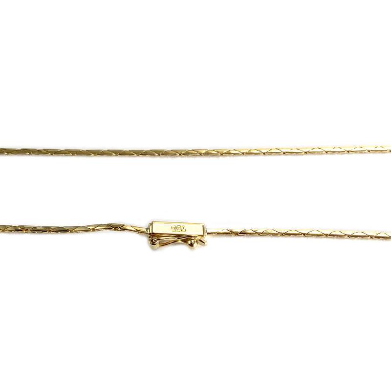 Collier d'occasion  or 750 2 tons maille haricot diamants topazes bleues traitées - vue 3