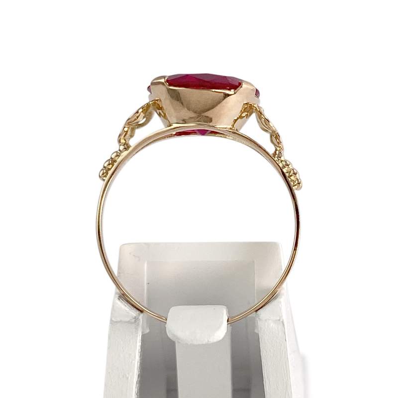 Tweedehands gouden ring 750 geel synthetisch korund - bekijk 3