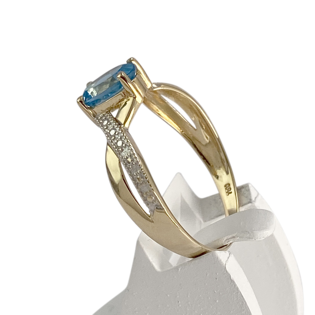 Bague d'occasion  or 750 2 tons topaze bleue traitée - vue 2