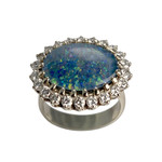 Bague d'occasion or 750 blanc opale diamants - vue 1