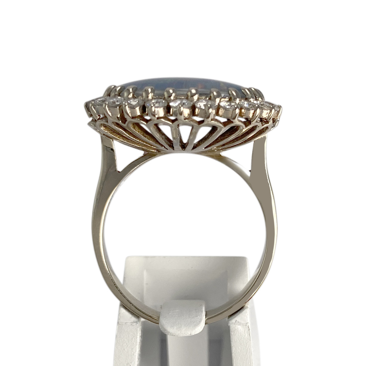 Bague d'occasion or 750 blanc opale diamants - vue 3