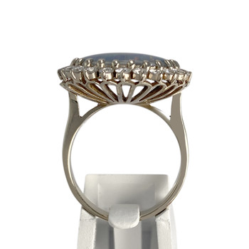 Bague d'occasion or 750 blanc opale diamants