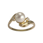 Bague d'occasion or 750 jaune diamants perle de culture - vue 1