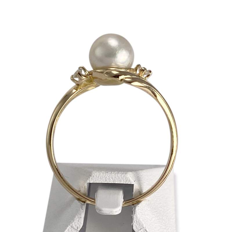 Bague d'occasion or 750 jaune diamants perle de culture - vue 3