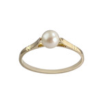 Tweedehands ring van 750 geelgoud met een gekweekte parel - afbeelding 1