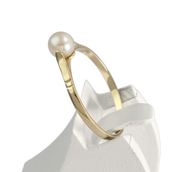 Second-hand gold ring 750 yellow cultured pearl