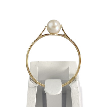 Second-hand gold ring 750 yellow cultured pearl