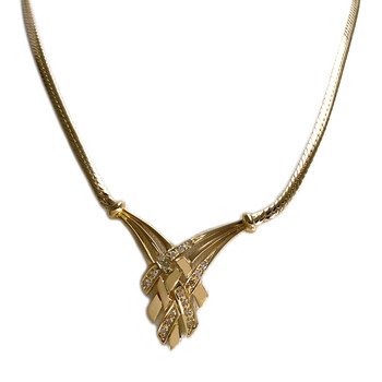 Collier d'occasion or 750 jaune maille anglaise diamants