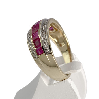 Bague d'occasion 2 ors 375 diamants rubis