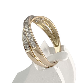Bague d'occasion or 375 jaune zirconias