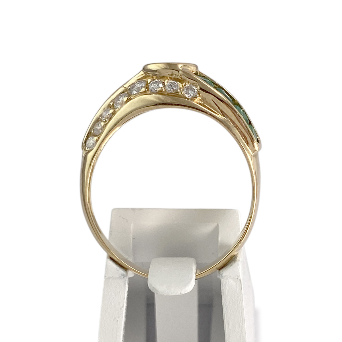 Bague d'occasion or 750 jaune diamants émeraudes - vue 3