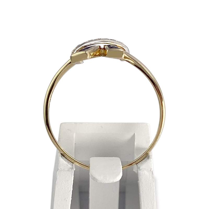 Bague d'occasion  or 750 2 tons diamants saphirs - vue 3