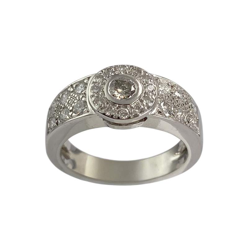 Bague d'occasion or 750 blanc diamants - vue 1