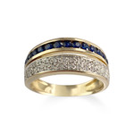 Bague d'occasion  or 750 2 tons diamants saphirs - vue 1