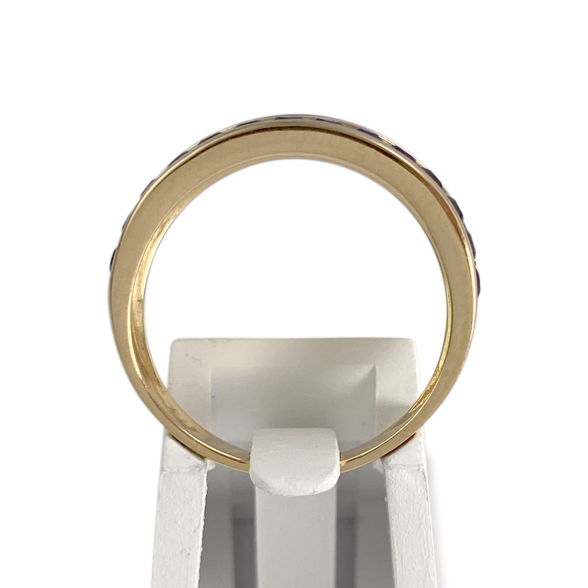 Bague d'occasion  or 750 2 tons diamants saphirs - vue 3