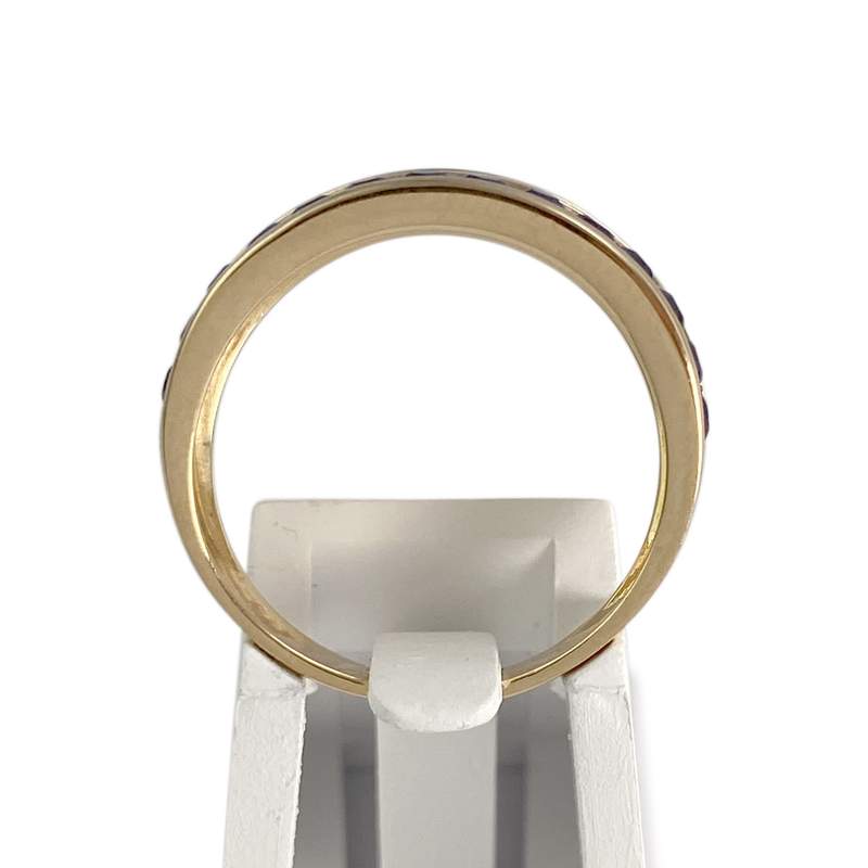 Bague d'occasion  or 750 2 tons diamants saphirs - vue 3