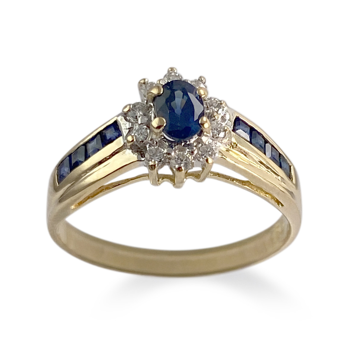 Bague d'occasion or 750 jaune diamants saphirs