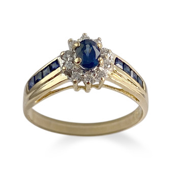 Bague d'occasion or 750 jaune diamants saphirs