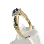 Bague d'occasion or 750 jaune diamants saphirs - vue 2