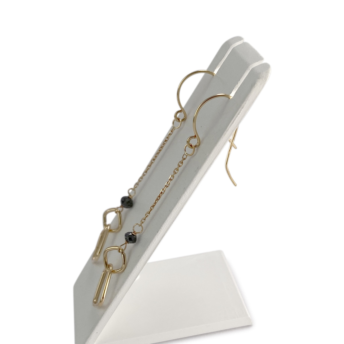 Boucles d'oreilles d'occasion or 750 jaune pierre synthetique - vue 2