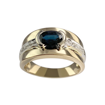 Bague d'occasion 2 ors 750 saphir diamants