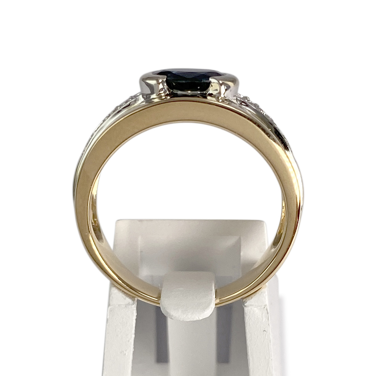 Bague d'occasion 2 ors 750 saphir diamants - vue 3