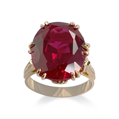 Bague d'occasion or 750 jaune rubis synthetique