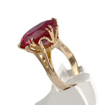 Bague d'occasion or 750 jaune rubis synthetique - vue 2