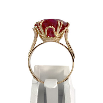 Bague d'occasion or 750 jaune rubis synthetique