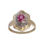 Bague d'occasion  or 750 2 tons diamants rubis - vue 1