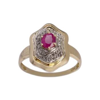 Bague d'occasion  or 750 2 tons diamants rubis