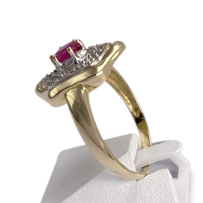Bague d'occasion  or 750 2 tons diamants rubis - vue 2