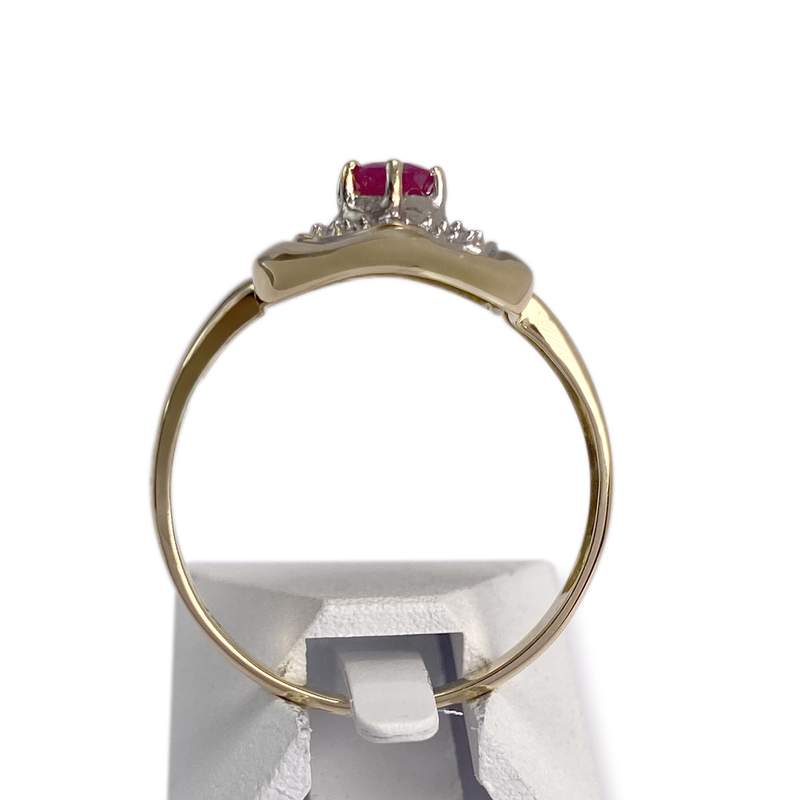 Bague d'occasion  or 750 2 tons diamants rubis - vue 3