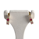 Boucles d'oreilles d'occasion or 750 jaunezirconias rubis - vue 1
